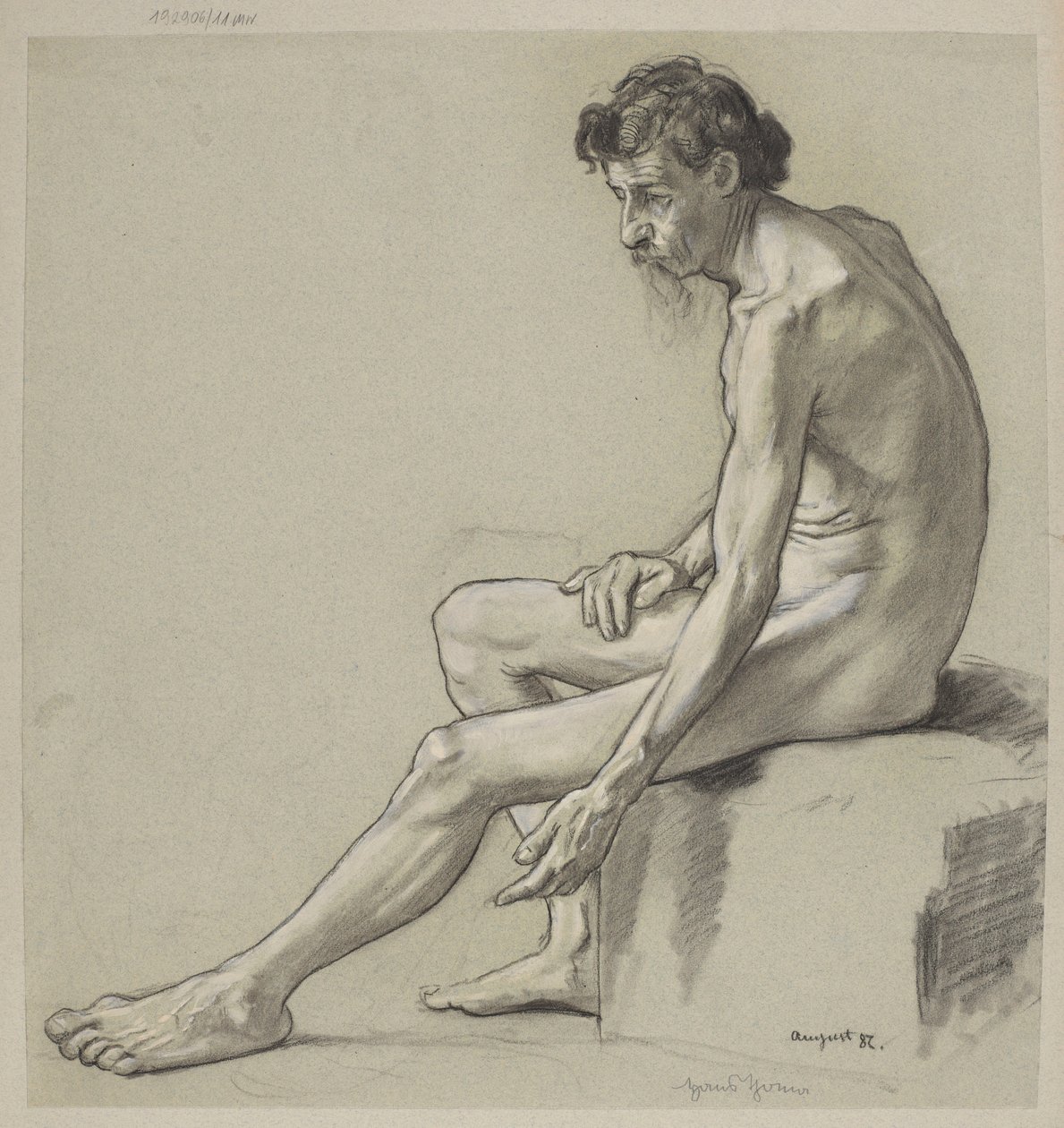 Studie av en manlig akt av Hans Thoma