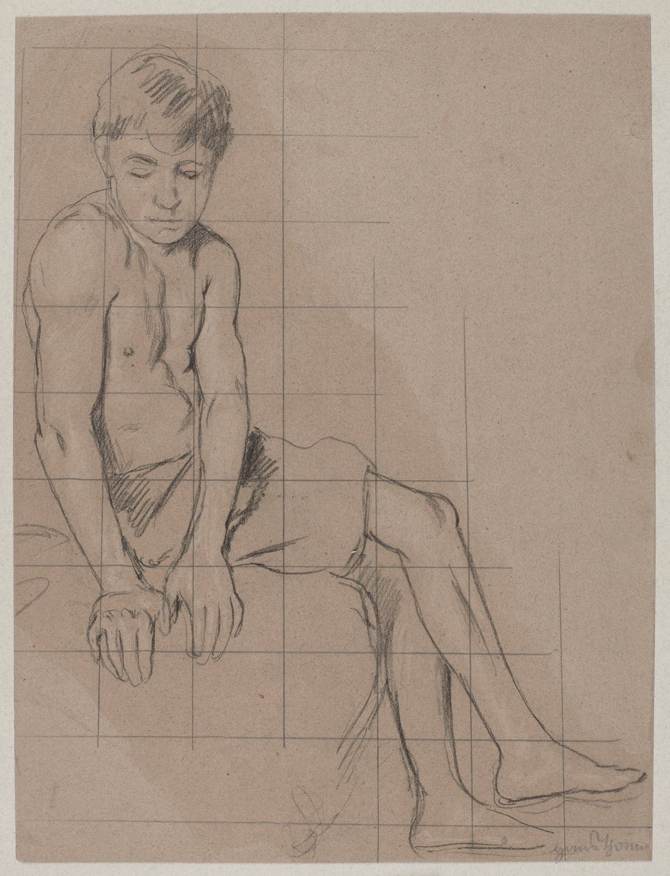 Studie av en sittande pojke av Hans Thoma