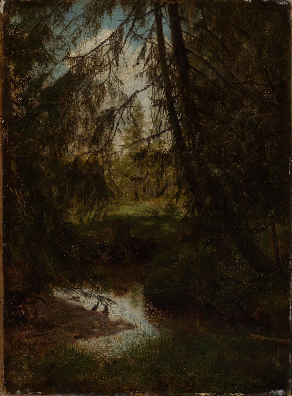 Granar vid skogsbäcken av Hans Thoma