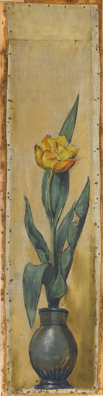 Wandfries aus dem Musiksaal des Hauses Pringsheim, München: Vase mit gelber Tulpe. Rechts von Inv.-Nr. 1927 av Hans Thoma