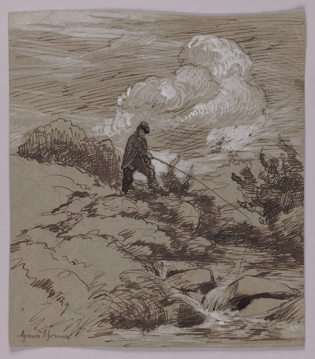 En fiskare vid bäcken av Hans Thoma