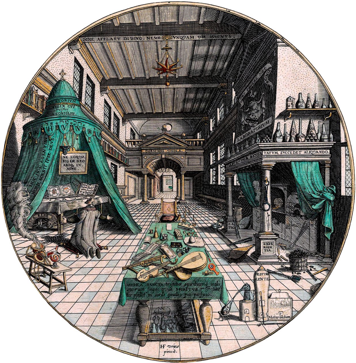 Alkemistens laboratorium, 1595. av Hans Vredeman de Vries