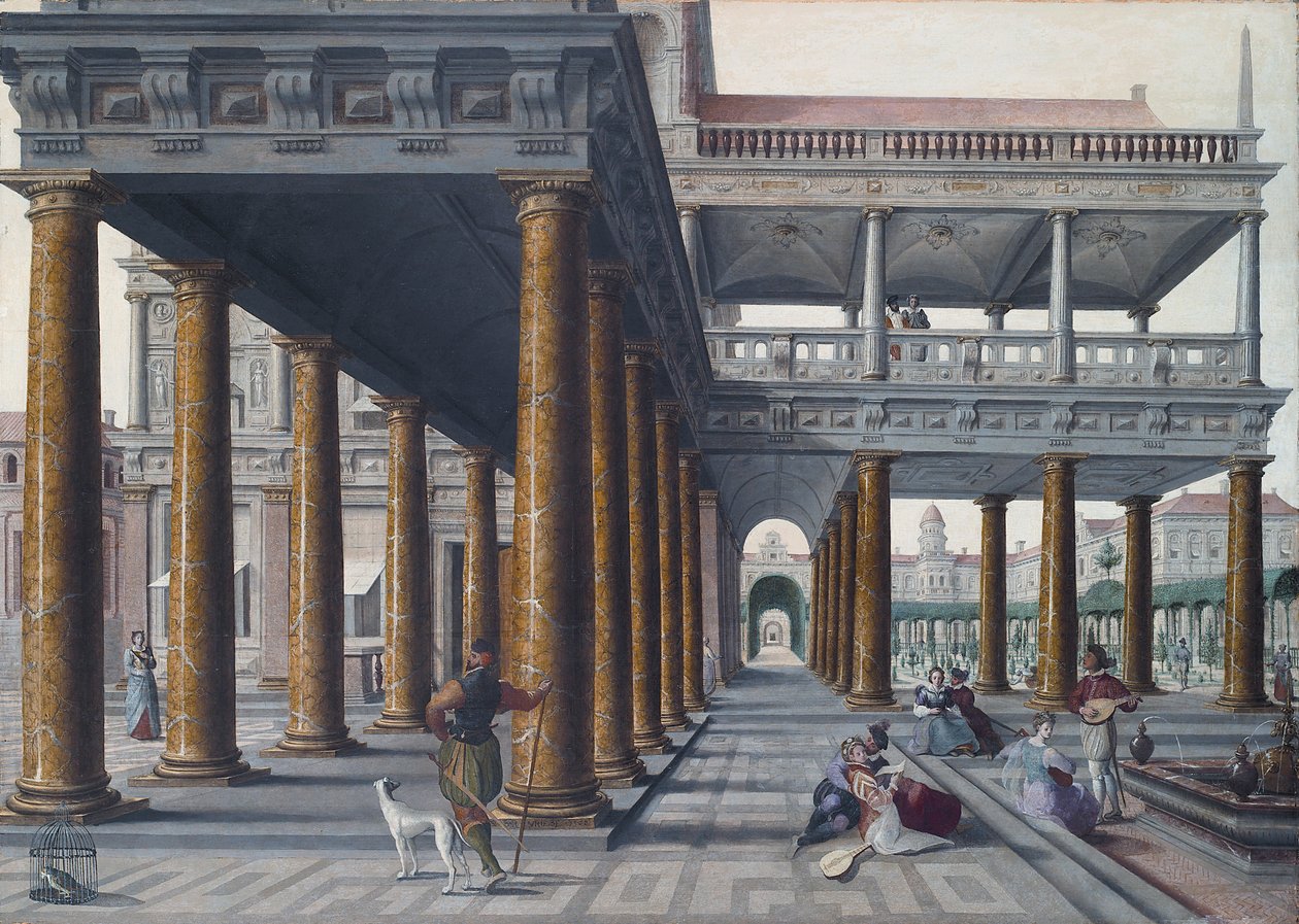 Arkitektonisk nyckfullhet med figurer av Hans Vredeman de Vries