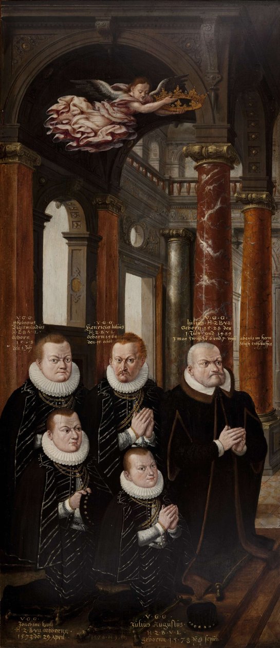 Familjen Julius av Brunswick-Lüneburg och Hedwig av Brandenburg. Epitafaltartavlans vinge av Hans Vredeman de Vries