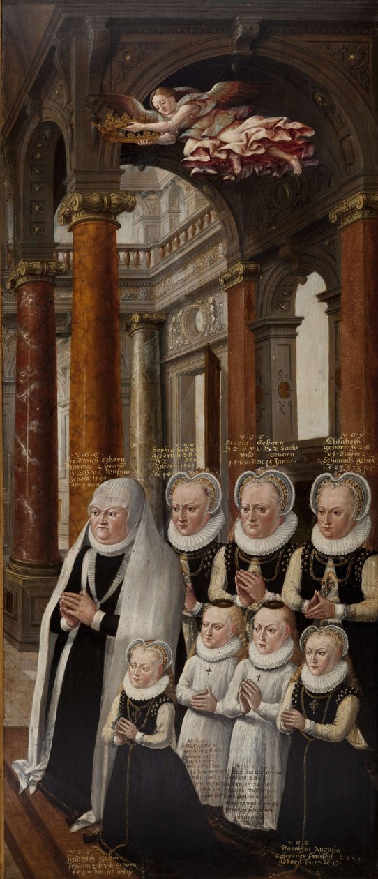 Familjen Julius av Brunswick-Lüneburg och Hedwig av Brandenburg. Epitafaltartavlans vinge av Hans Vredeman de Vries