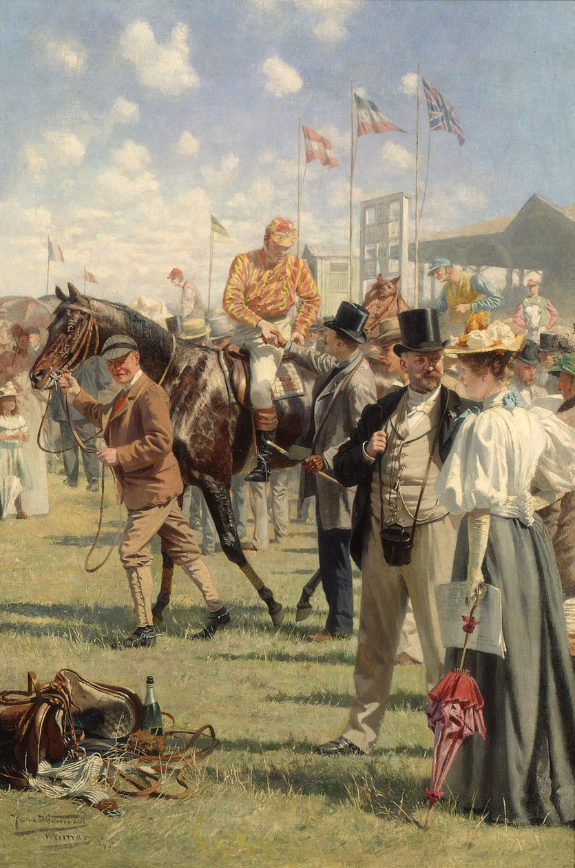 Vinnaren (olja på panel) av Hans W. Schmidt