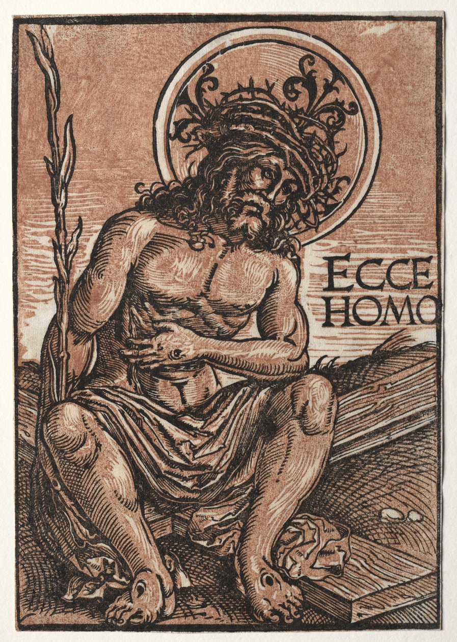 Man av sorger sittande på korset, ca. 1522. av Hans Weiditz