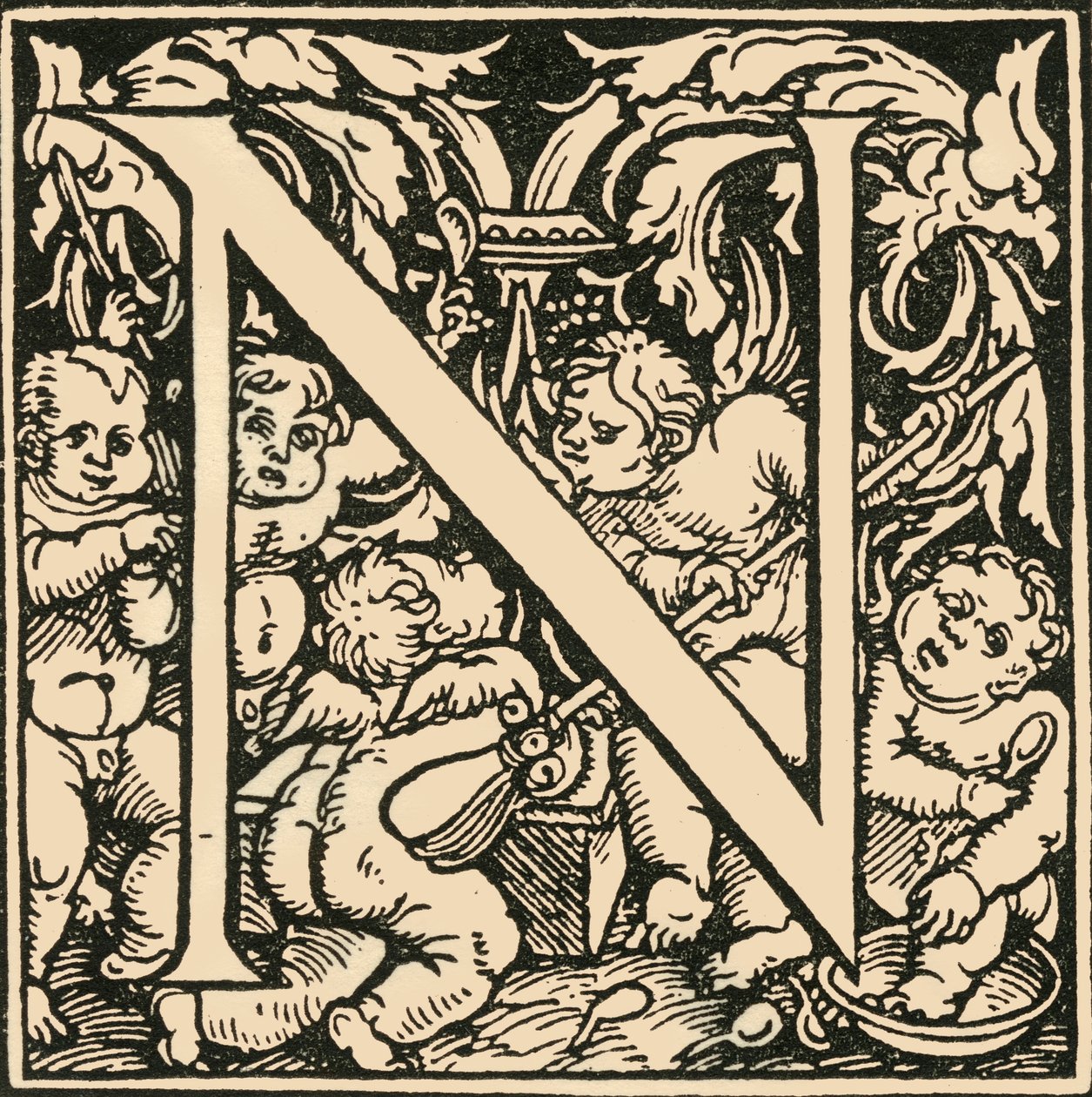 N - An Alphabet av Hans Weiditz, c1520-1521, 1908. av Hans Weiditz