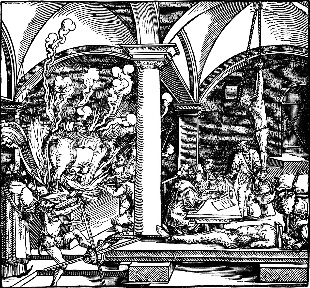 Tortyr. Illustration från boken Phisicke Against Fortune av Petrarch, 1532 av Hans Weiditz the Younger