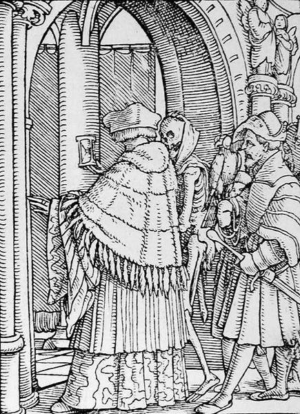 Döden och kanonen, från Dödsdansen, graverad av Hans Lutzelburger, ca 1538 av Hans after Holbein the Younger