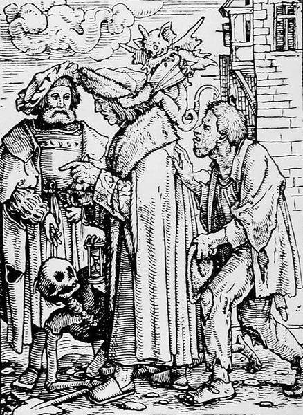 Döden och rådmannen, från Dödsdansen, graverad av Hans Lutzelburger, ca 1538 av Hans after Holbein the Younger