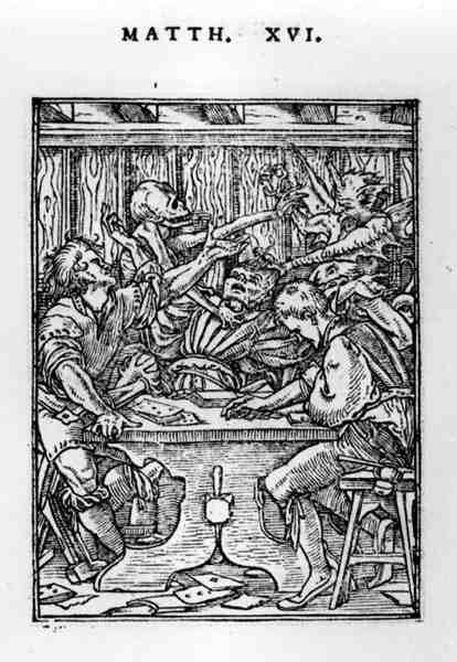 The Gamesters, från Dance of Death-serien, graverad av Hans Lutzelburger (fl.1505-26) c.1526-28 av Hans after Holbein the Younger