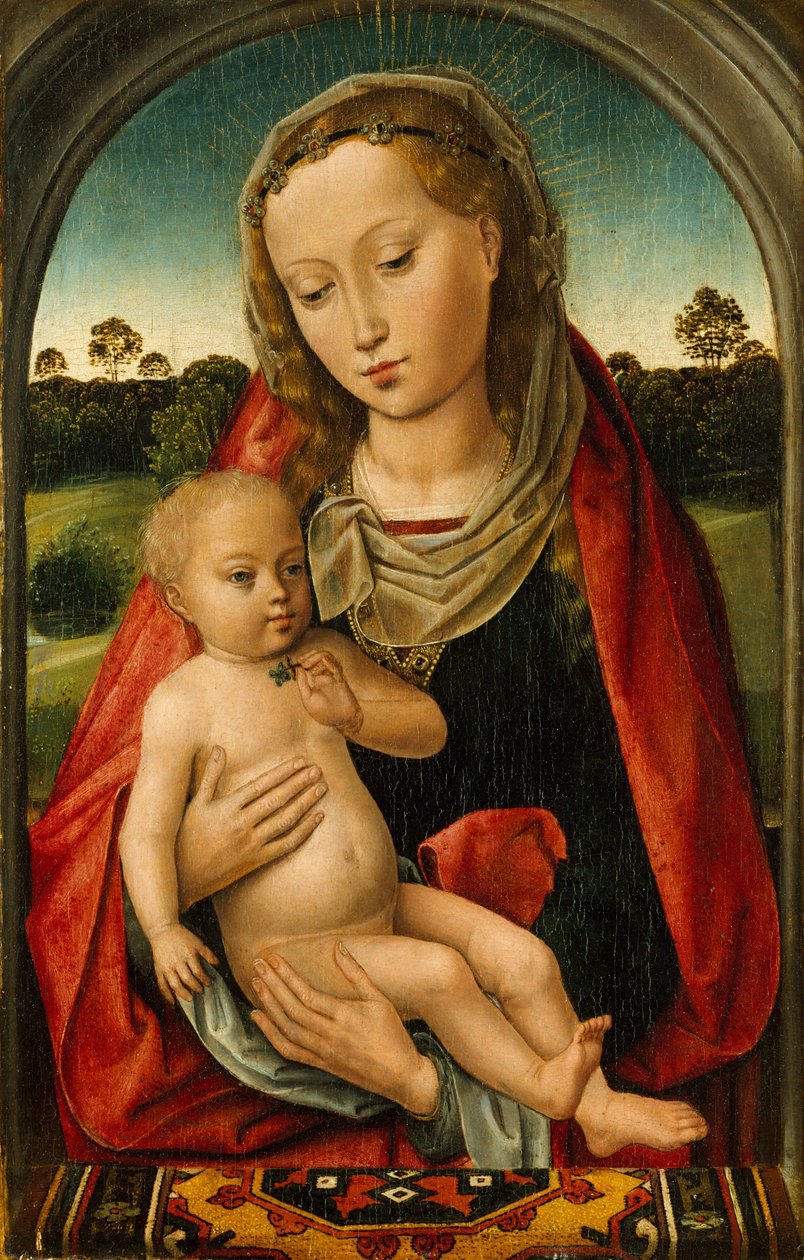 Jungfru och barn, ca 1487 (olja på ekpanel) av Hans after Memling