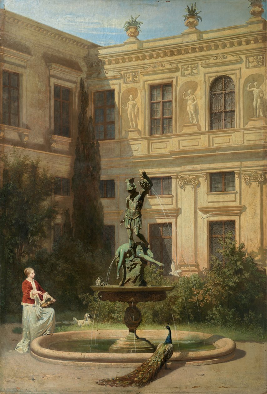 Tyska: Der Grottenhof in der Münchner Residenz Innergård med grottan i Münchens kungliga residens av Hans von Marées