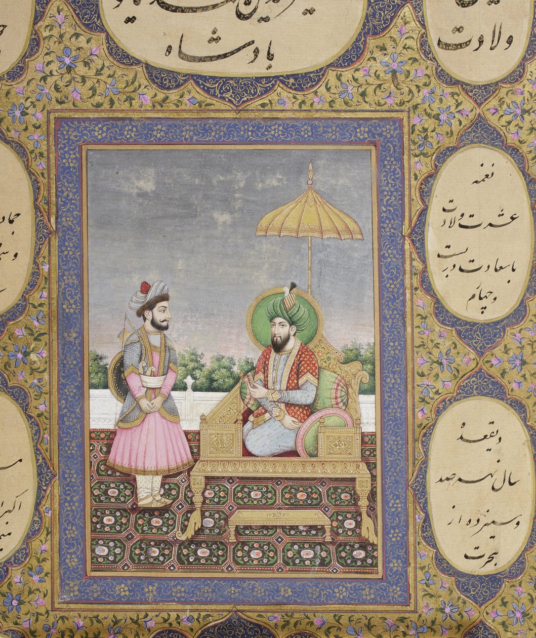 Album av Mughal dynastiska genealogi, 1855 (ogenomskinlig wc och guld på papper) av Haqim Ahasan Ullah Khan