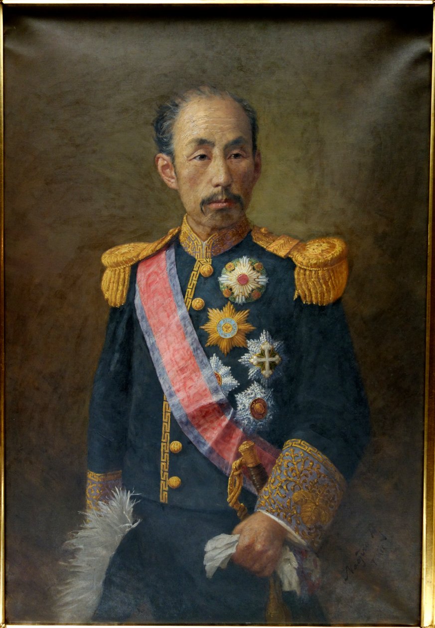 Po RT kommer t av support Sanetomi (1837-1891) av Harada Naojiro