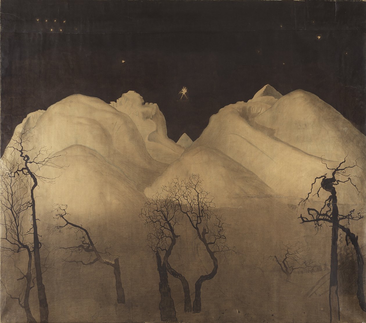 Vinternatt i bergen. studie, 1902-2 av Harald Oscar Sohlberg