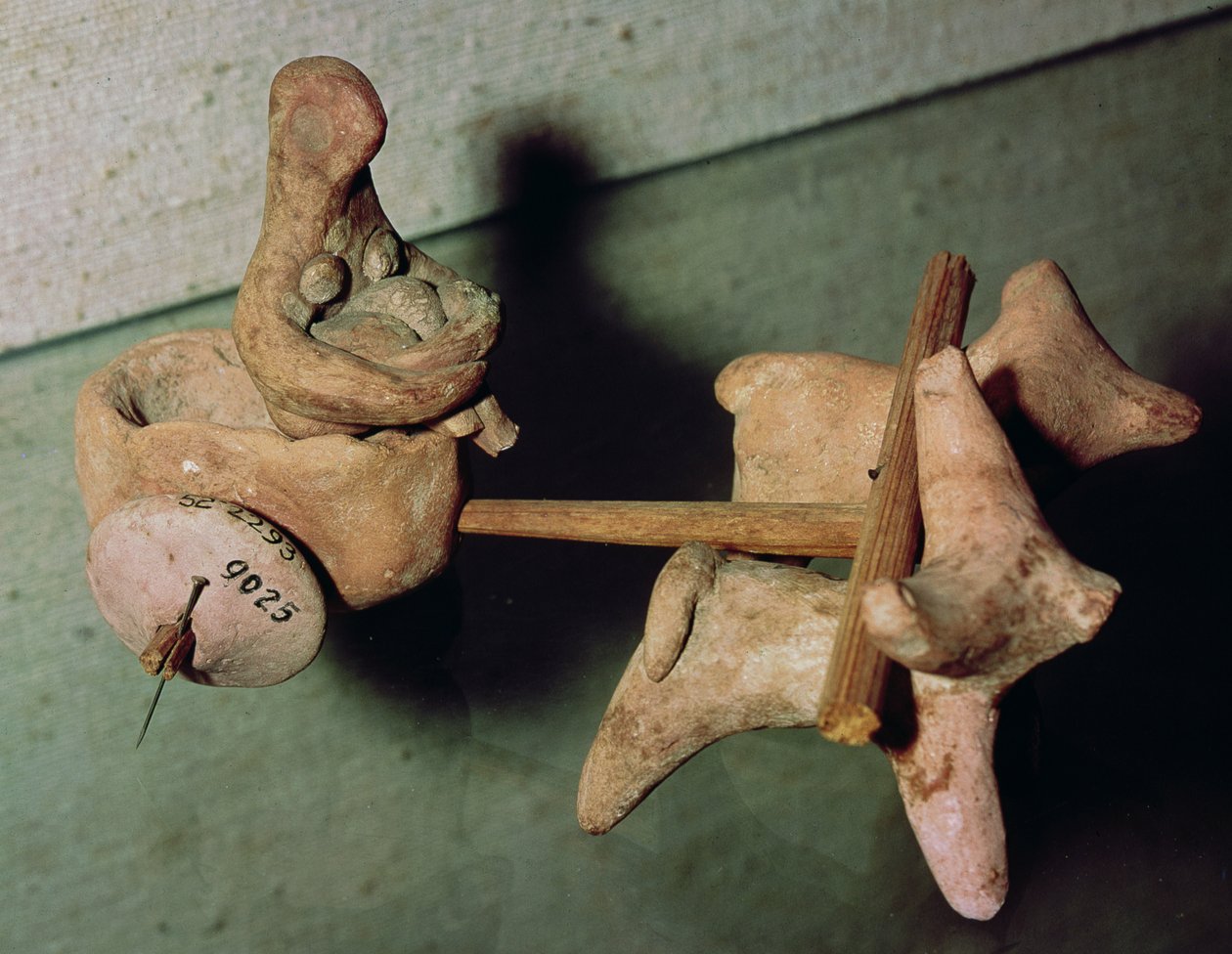 Modell av en vagn dragen av två oxar, från Mohenjo-Daro, Indus Valley, Pakistan, 3000-1500 f.Kr. av Harappan