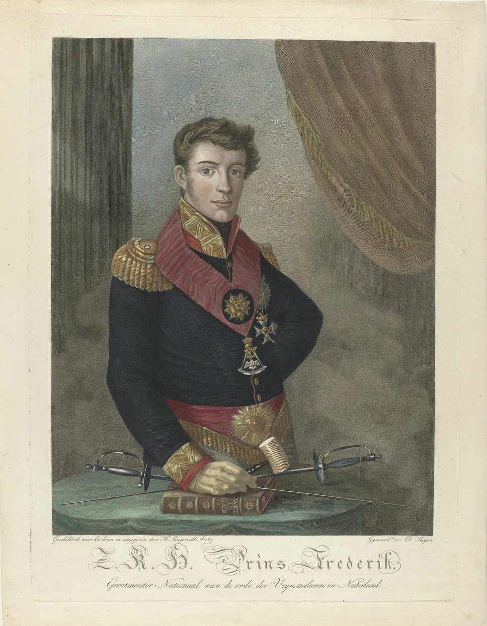 Porträtt av prins Fredrik av Nederländerna (1797-1881) av Harmanus Langerveld