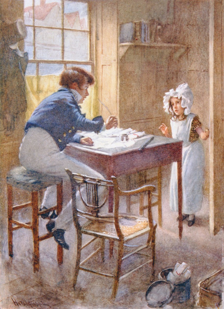 Dick Swiveler and the Marchioness, illustration för "Character Sketches from Dickens" sammanställd av B.W. Matz, 1924 av Harold Copping