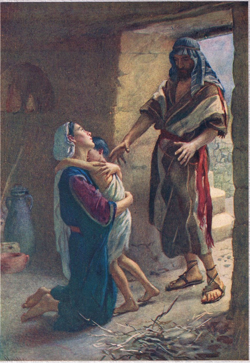 Sarefats änka, illustration från "Women of the Bible", utgiven av The Religious Tract Society, 1927. av Harold Copping