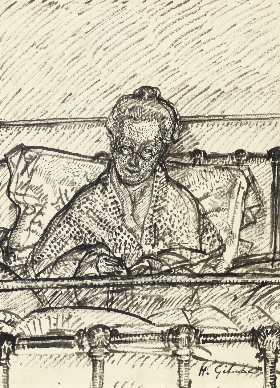 Brevskrift (konstnärens mor), 1917 (rörpenna och indisk bläck på papper) av Harold Gilman
