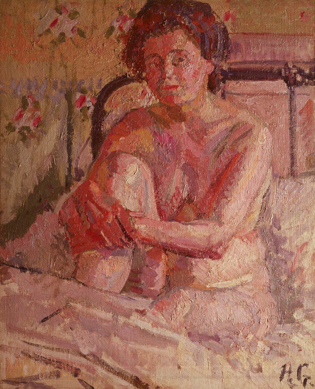 Naken på en säng av Harold Gilman