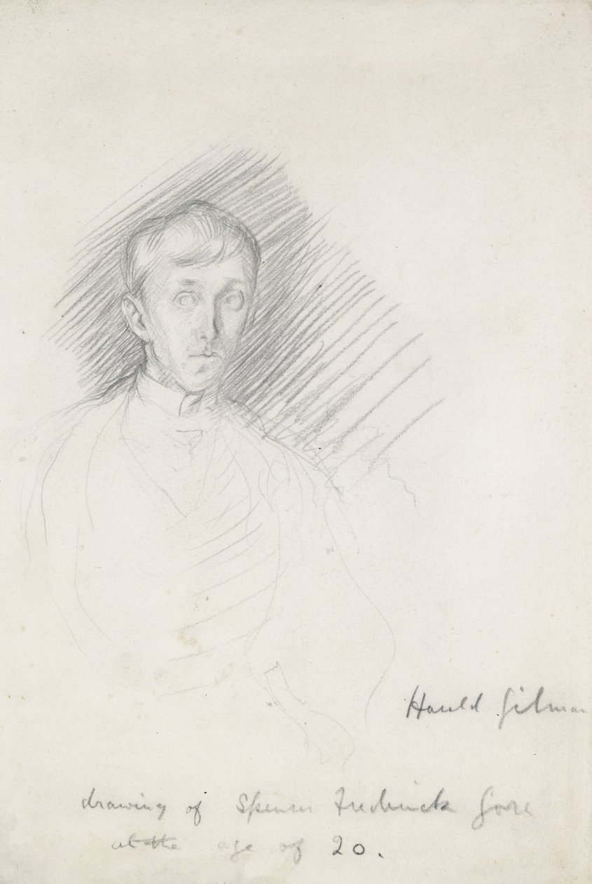 Porträtt av Frederick Spencer Gore (1878 - 1914) (grafit på papper) av Harold Gilman