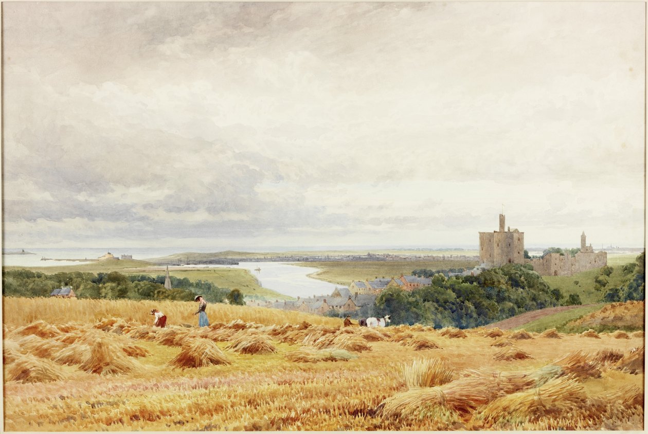 Warkworth Castle (akvarell på papper) av Harold Palmer