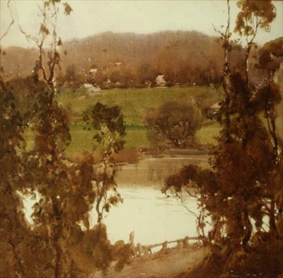 På floden Yarra nära Melbourne (akvarell) av Harold Brocklebank Herbert