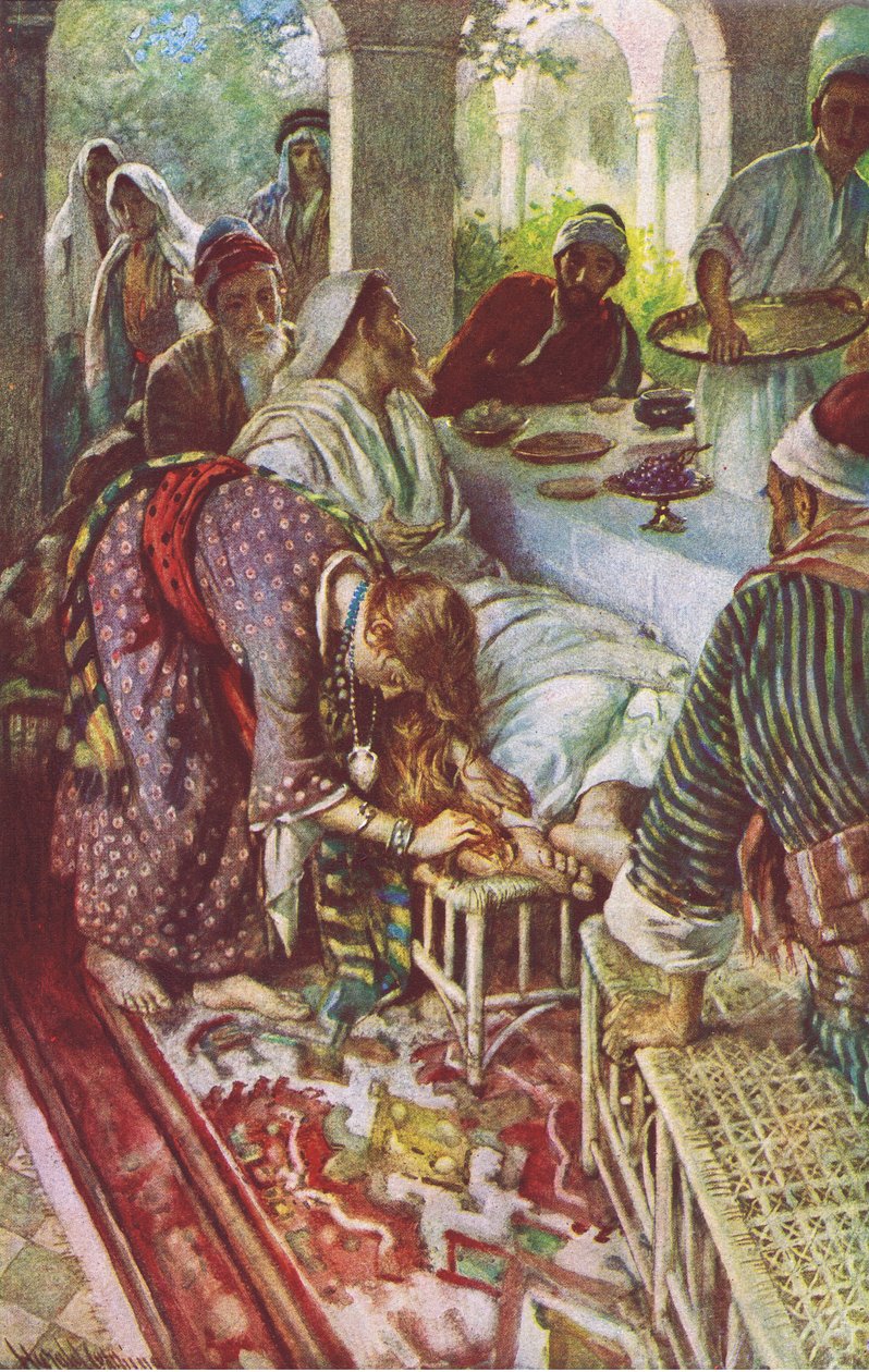 Kristus i fariséens hus, illustration från Harold Copping Pictures: The Crown Series