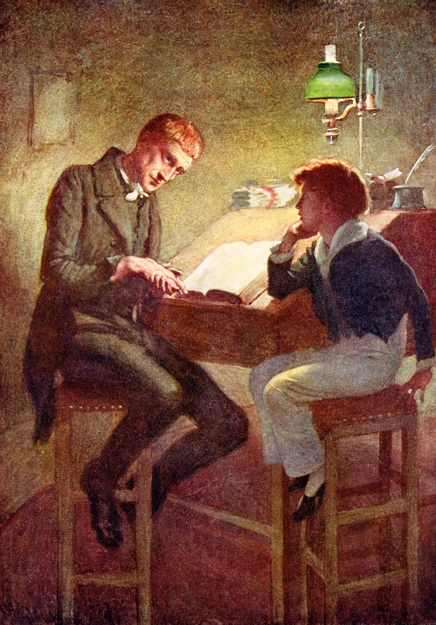David Copperfield och Uriah Heep, illustration till "Character Sketches from Dickens" sammanställd av B.W. Matz, 1924 av Harold Copping