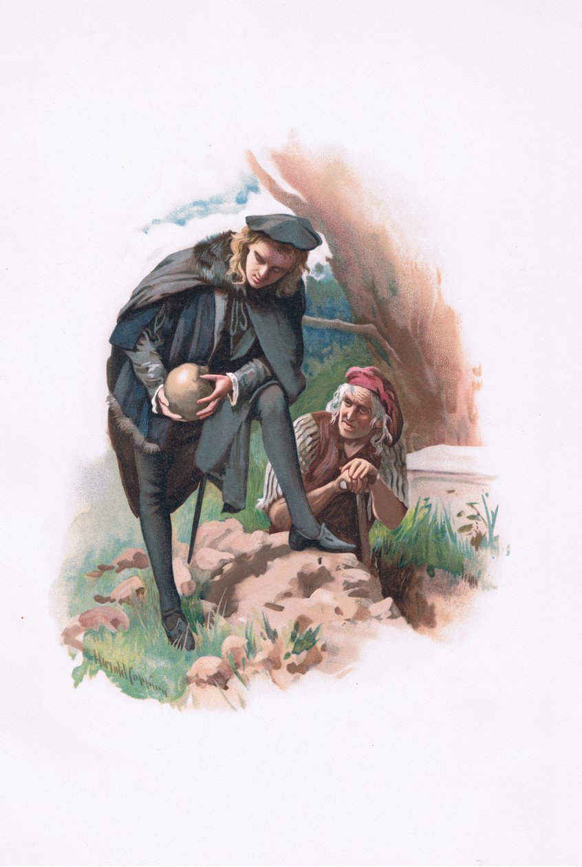 Hamlet och gravgrävaren, illustration från Hamlet av Harold Copping