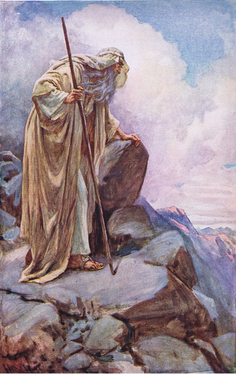 Moses av Pisgah, illustration från Pictures That Teach The Crown Series, 1920 av Harold Copping