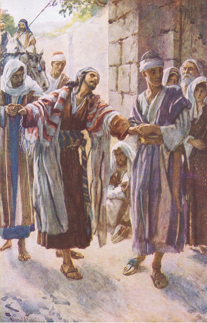 Paul ledde in i Damaskus, illustration från Harold Copping Pictures: The Crown Series, ca 1920-talet av Harold Copping