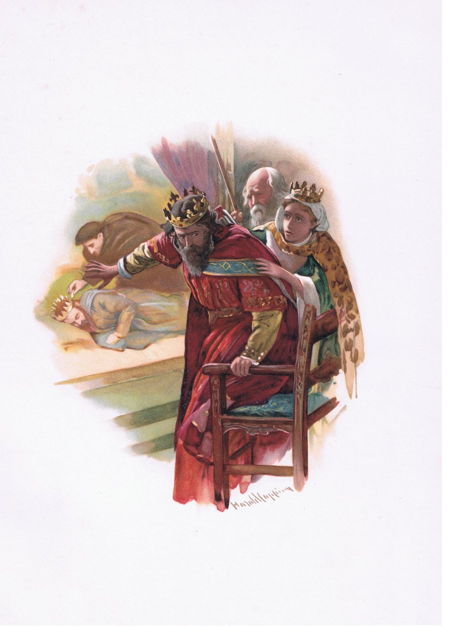 Drottning Gertrud, illustration från Hamlet av Harold Copping