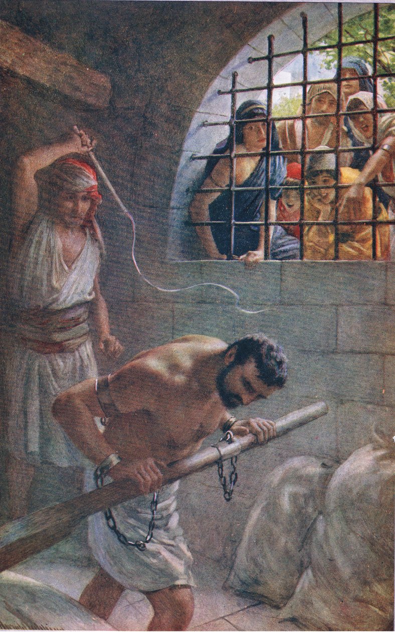 Samson, illustration från Pictures That Teach The Crown Series, 1920 av Harold Copping