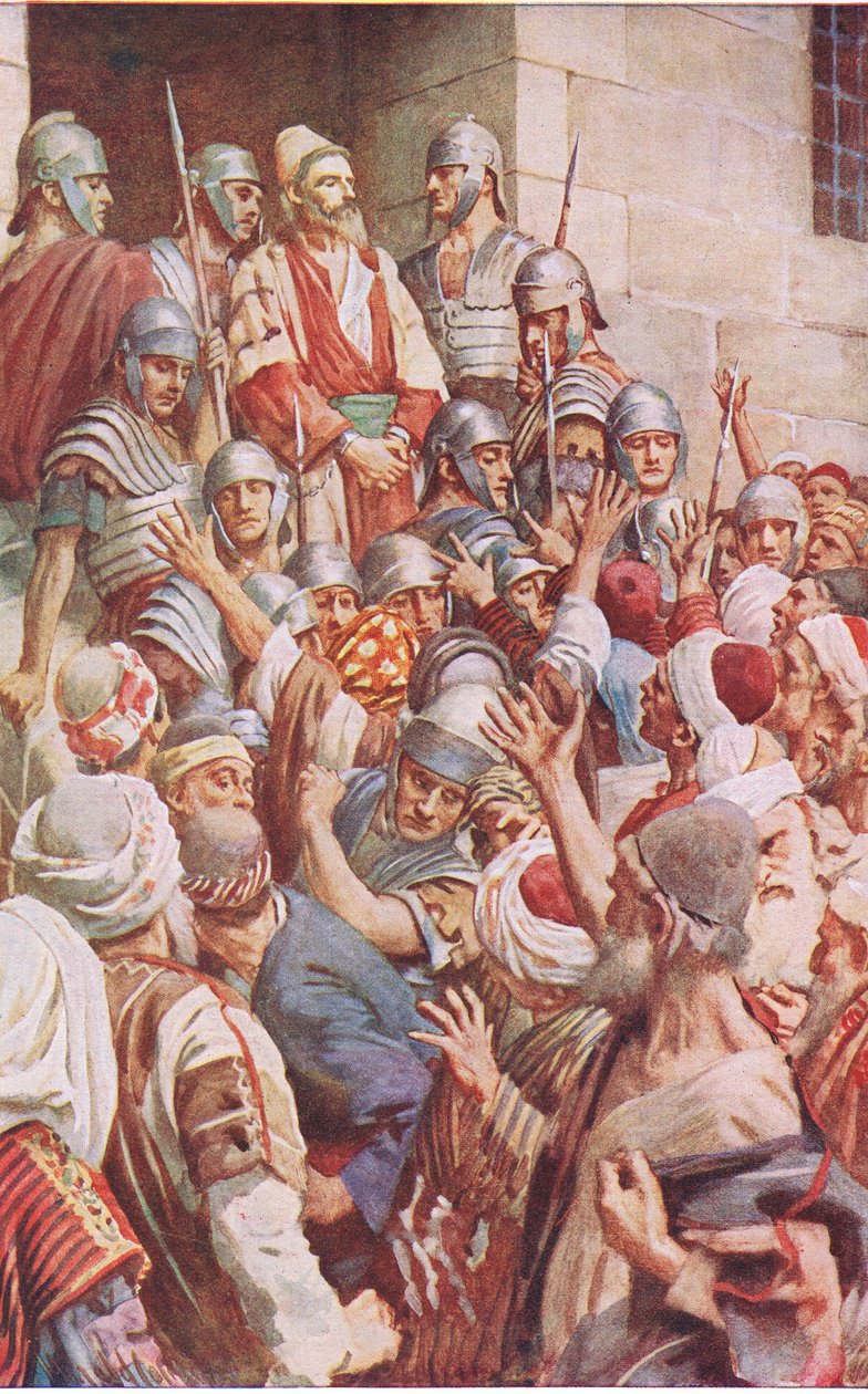 St Paul i Jerusalem, illustration från Harold Copping Pictures: The Crown Series, c.1920-talet av Harold Copping