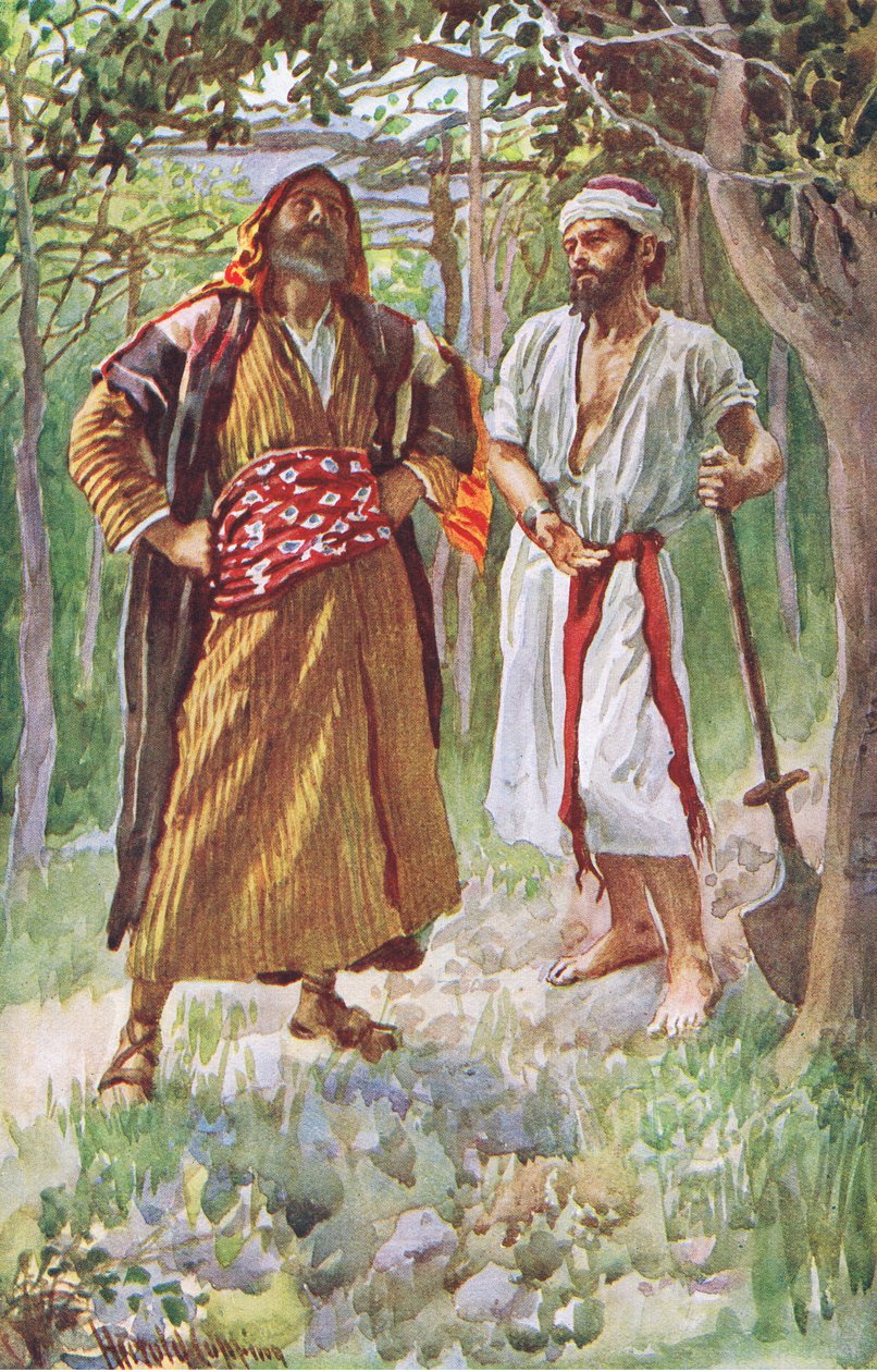 Det karga fikonträdet, illustration från Harold Copping Pictures: The Crown Series, ca 1920-talet av Harold Copping