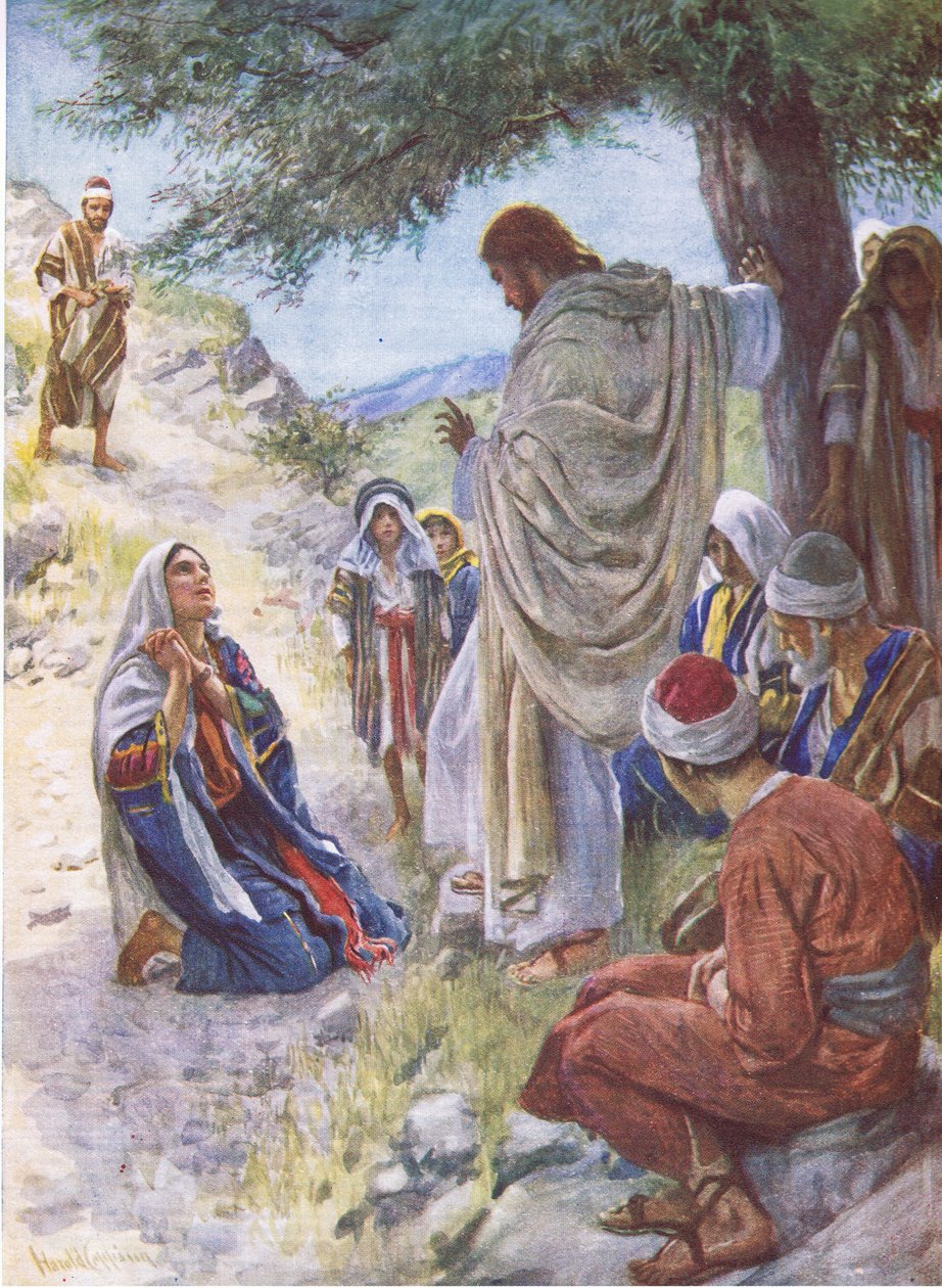 The faith of Martha, illustration från Pictures That Teach The Crown Series, 1920 av Harold Copping