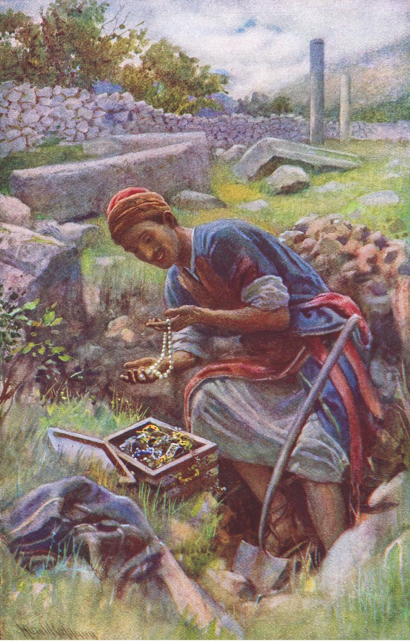 Den gömda skatten, illustration från Harold Copping Pictures: The Crown Series, ca 1920-talet av Harold Copping