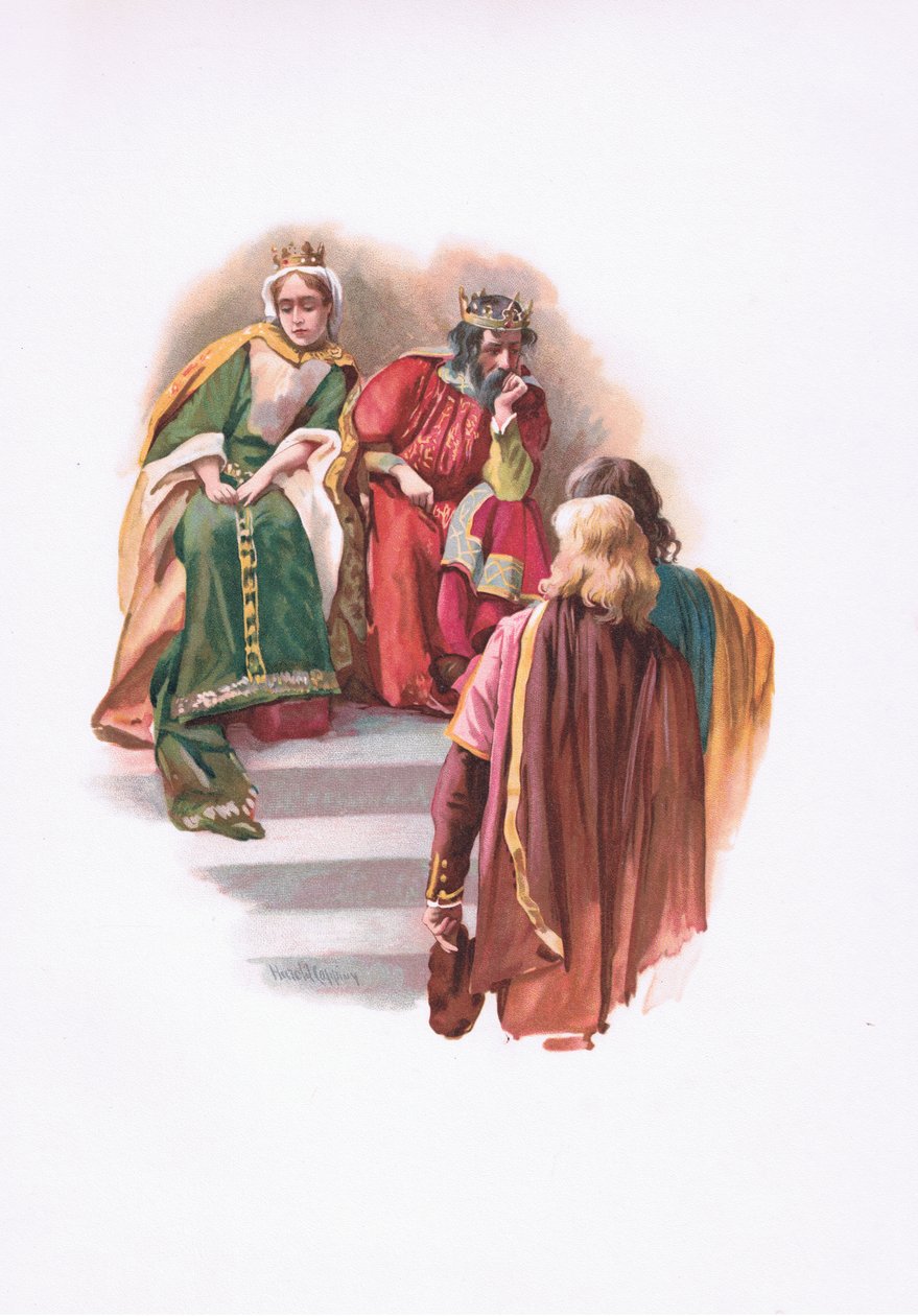 Mötet med Rosencrantz och Guildenstern, illustration från Hamlet av Harold Copping