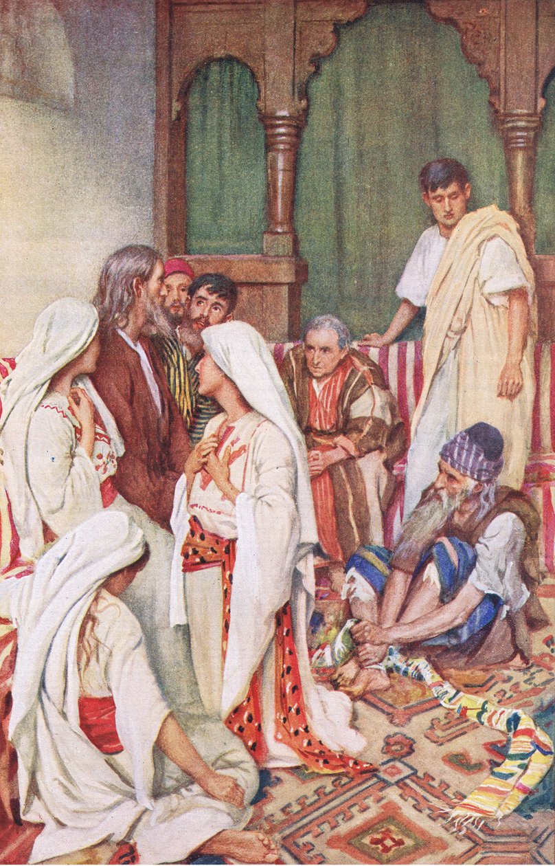 The preaching of Agabus, illustration från Harold Copping Pictures: The Crown Series, ca 1920-talet av Harold Copping