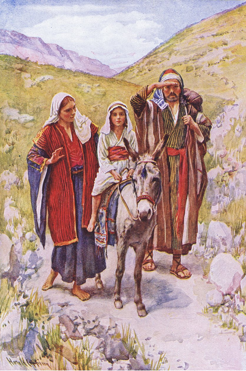 Återkomsten från Egypten, illustration från Harold Copping Pictures: The Crown Series, c.1920-talet av Harold Copping