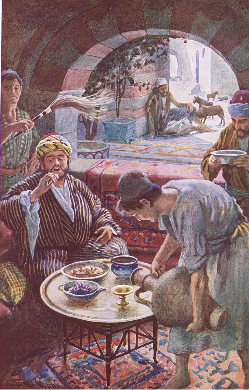 Den rike mannen och Lazarus, illustration från Harold Copping Pictures: The Crown Series, ca 1920-talet av Harold Copping
