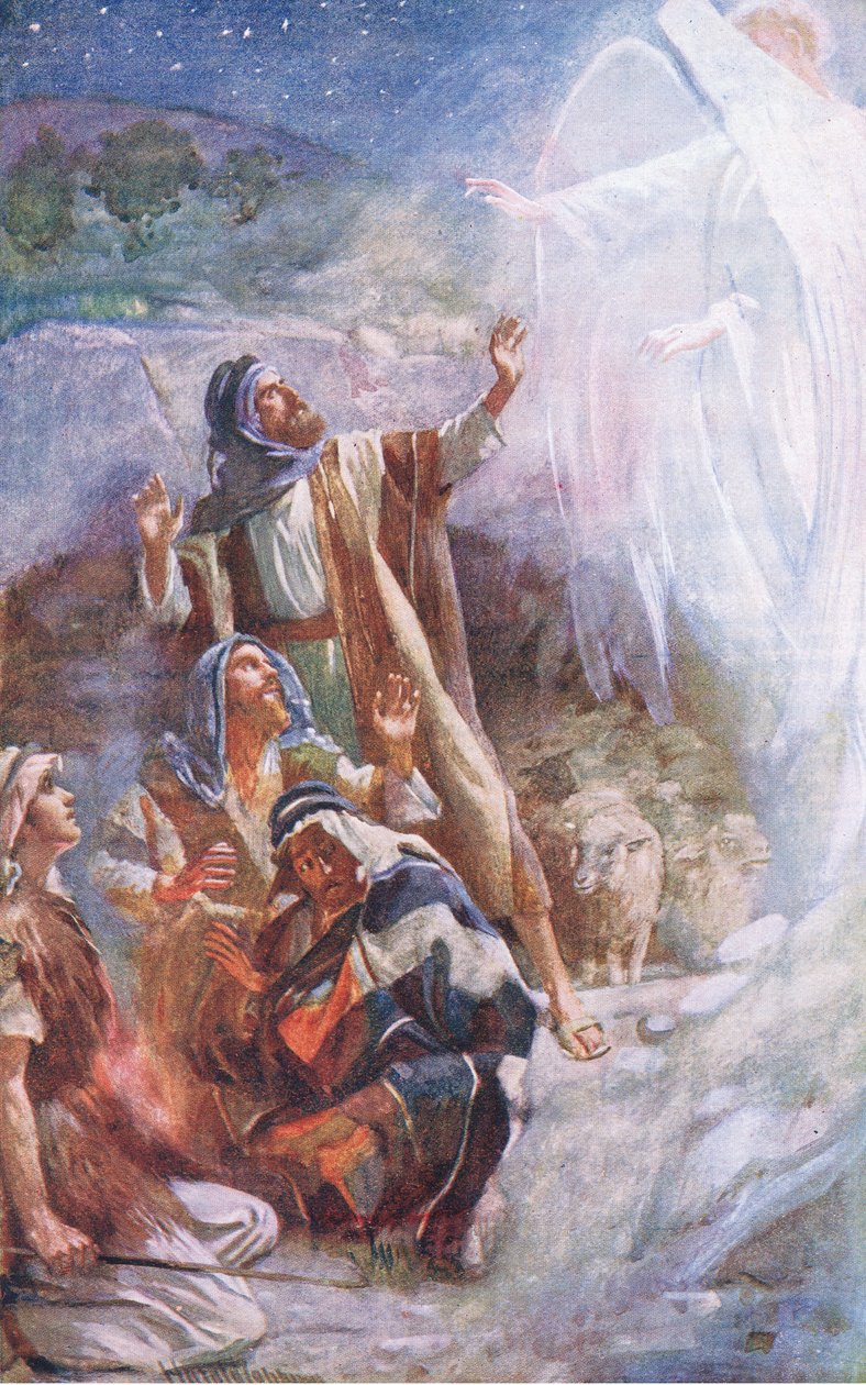 The shepherds of Bethlehem, illustration från Harold Copping Pictures: The Crown Series, ca 1920-talet av Harold Copping