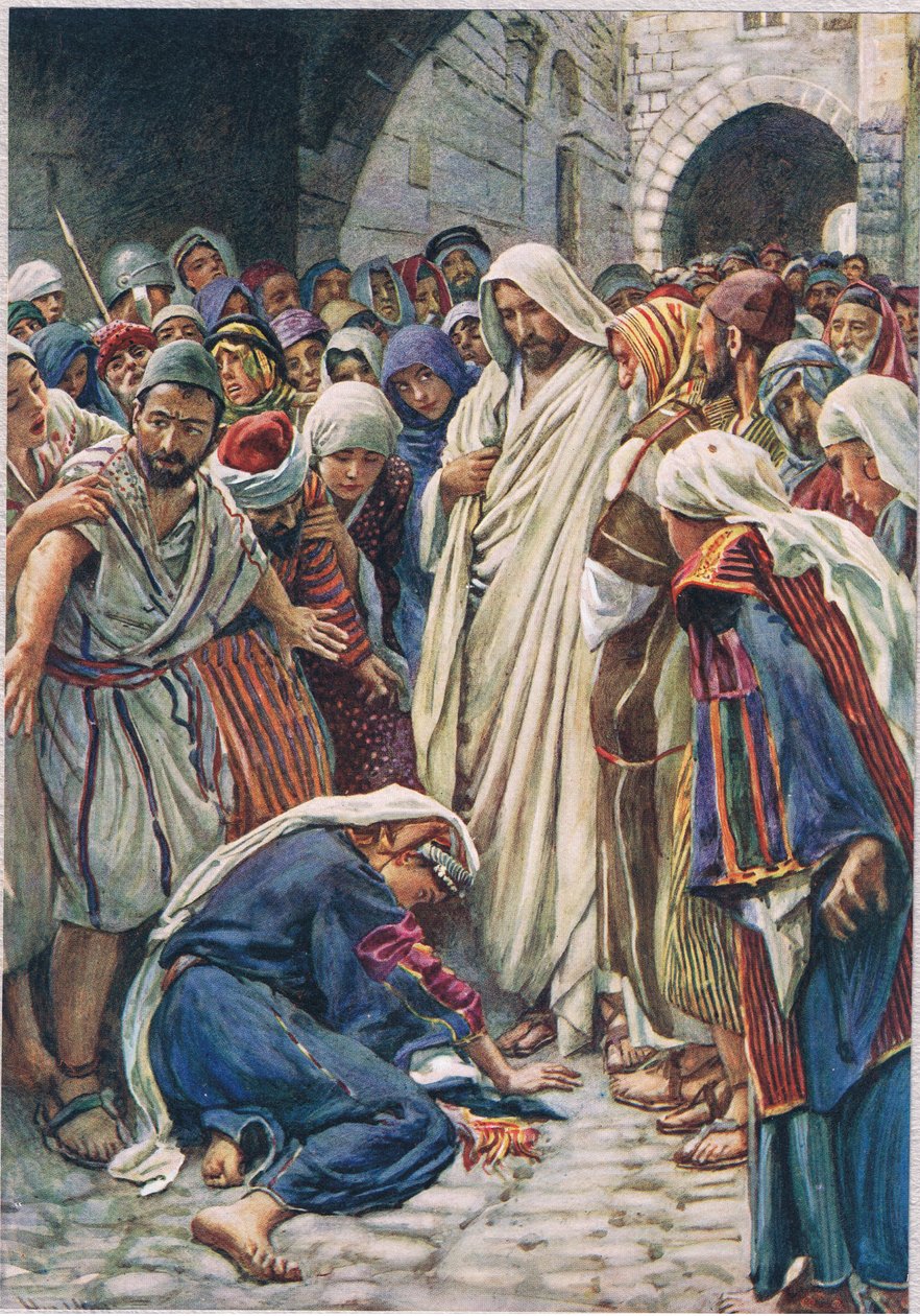 Kvinnan som rörde vid fållen på hans plagg, illustration från 