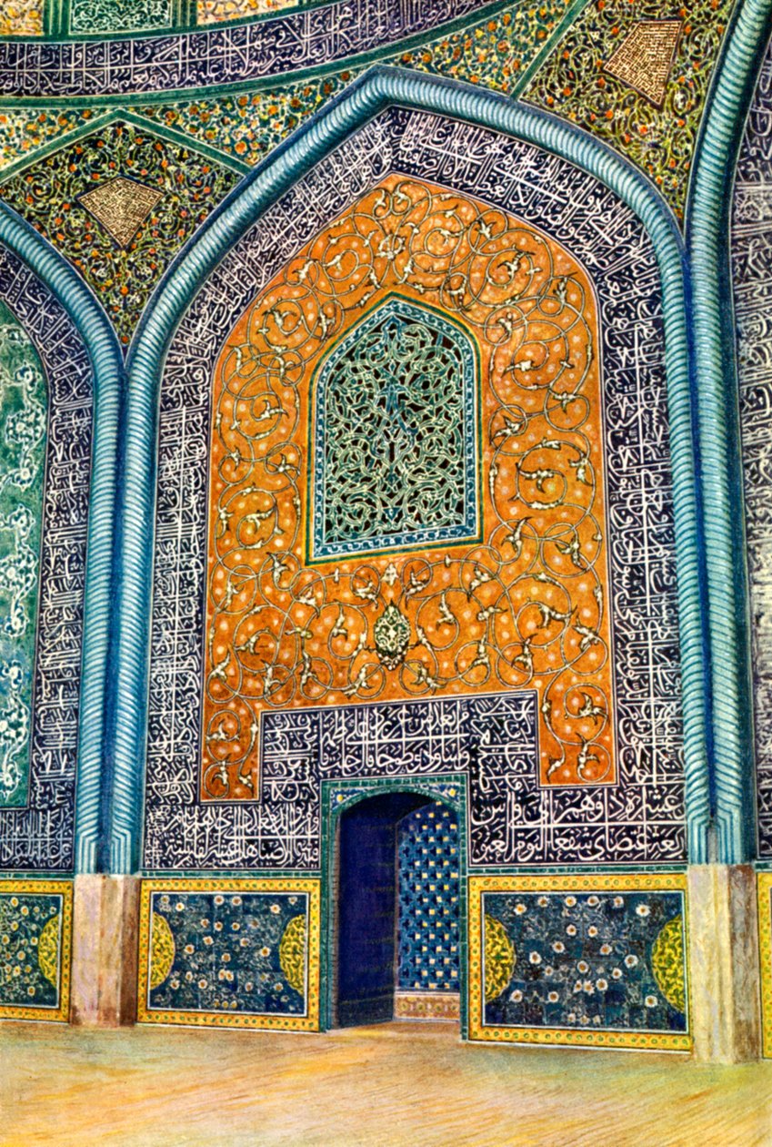 Väggpanel i moskén i Sheikh Lutfullah, Isfahan, Iran, 1931. av Harold E Hare