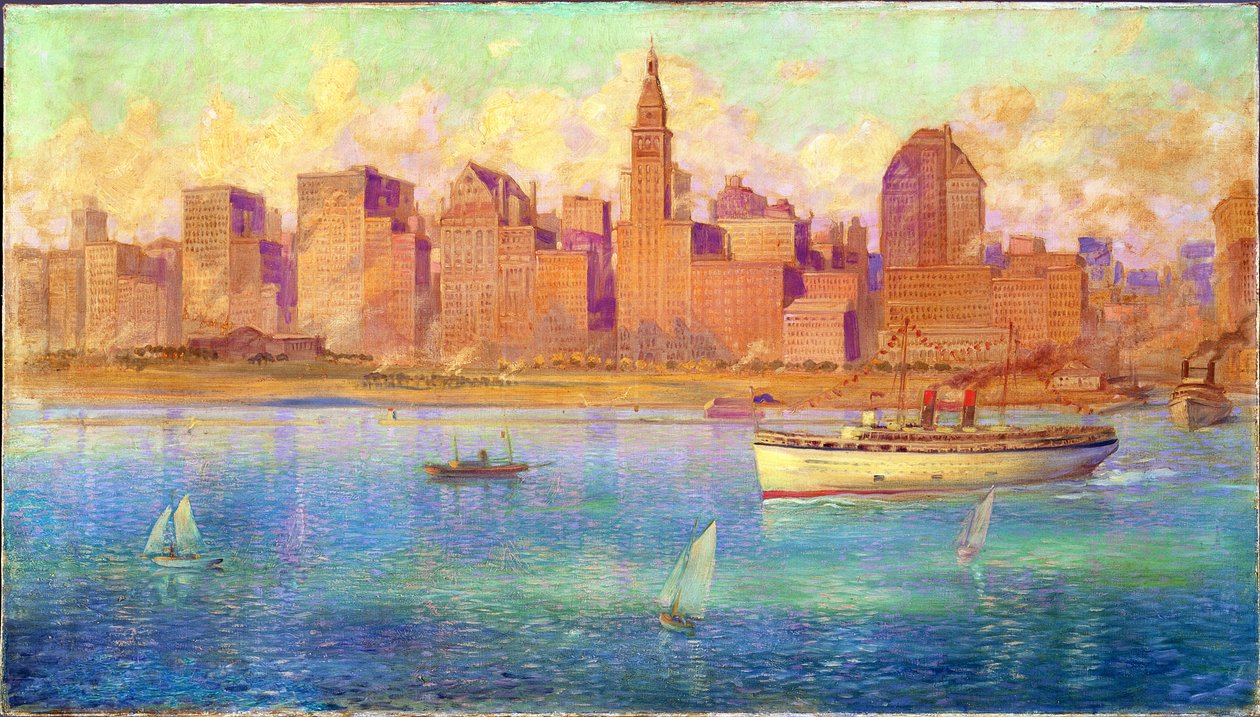 Lake Front, Chicago (olja på duk) av Harold Harrington Betts
