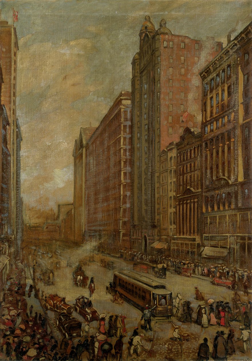 State Street, Chicago (olja på duk) av Harold Harrington Betts